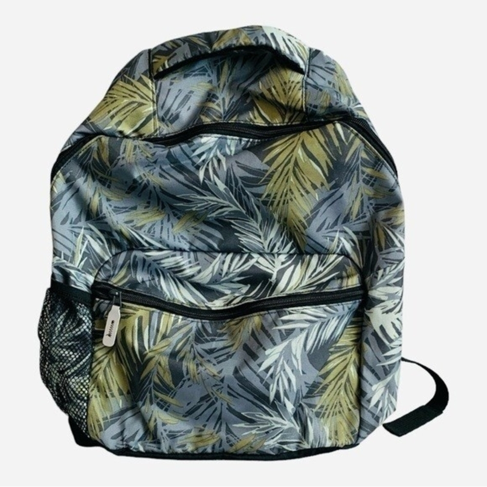Unisex Tropical Leaves Canvas Backpack Laptop Travel Daypack Excellent - Picture 5 of 7